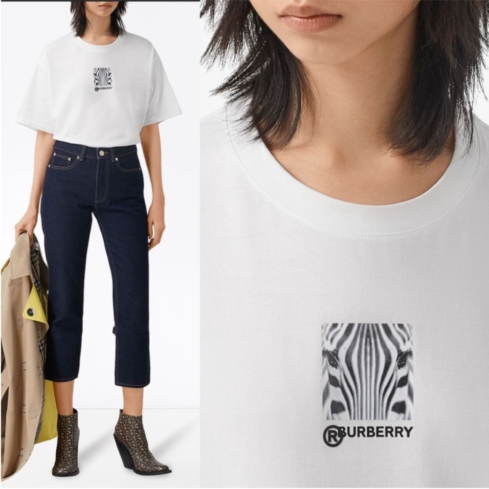 Authentic Burberry zebra print oversized fits tee